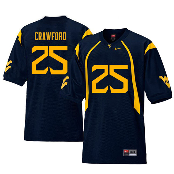 NCAA Men's Justin Crawford West Virginia Mountaineers Navy #25 Nike Stitched Football College Retro Authentic Jersey JZ23M55SM